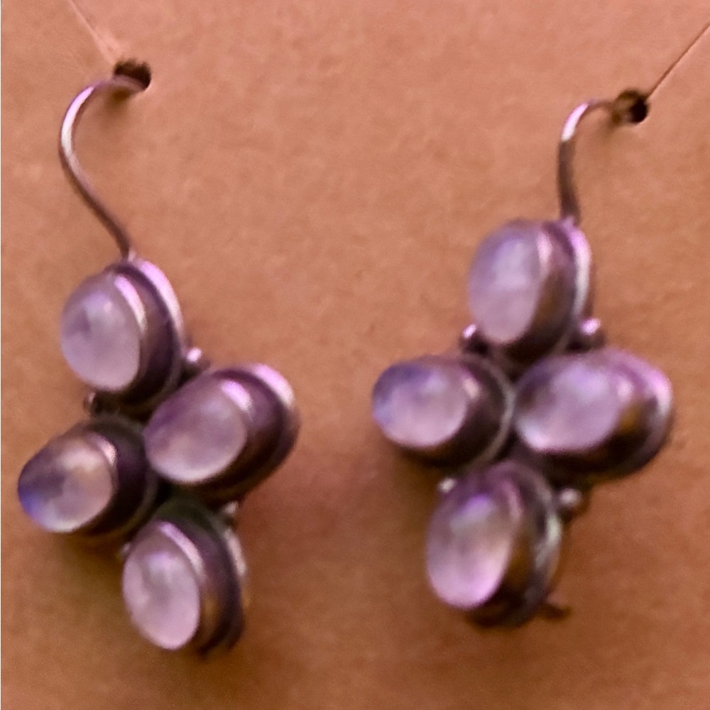 Vintage Sterling Silver Moonstone Earrings
